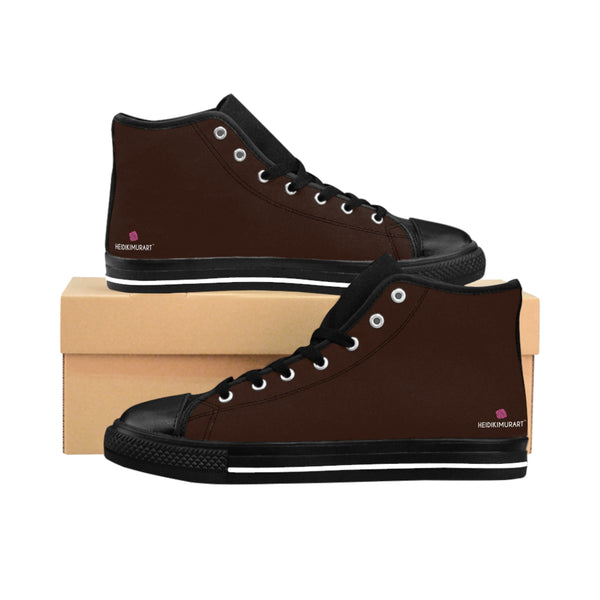 Brown Solid Color Women's Sneakers, Best Women's High-top Sneakers