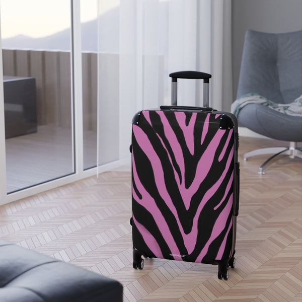 Light Pink Zebra Print Suitcases, Animal Print Best Suitcases, Travel Bag Suitcases (Small, Medium, Large)