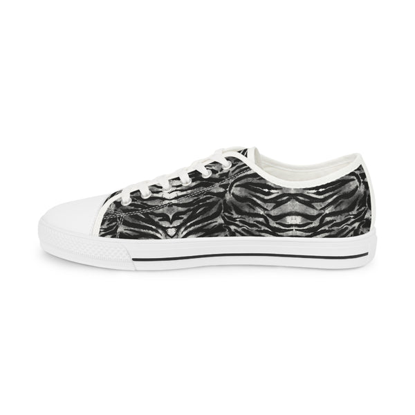 Black Tiger Striped Men's Sneakers, Best Low Tops, Designer Men's Low Top Sneakers