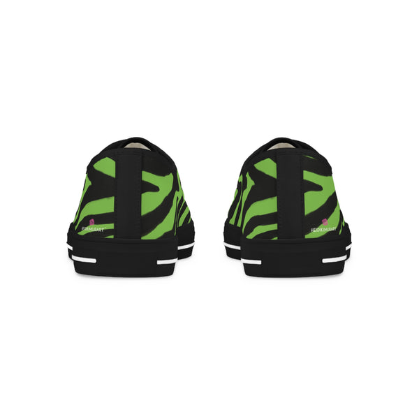 Green Zebra Print Men's Sneakers, Green and Black Zebra Striped Animal Print Modern Minimalist Best Breathable Designer Men's Low Top Canvas Fashion Sneakers With Durable Rubber Outsoles and Shock-Absorbing Layer and Memory Foam Insoles (US Size: 5-14)