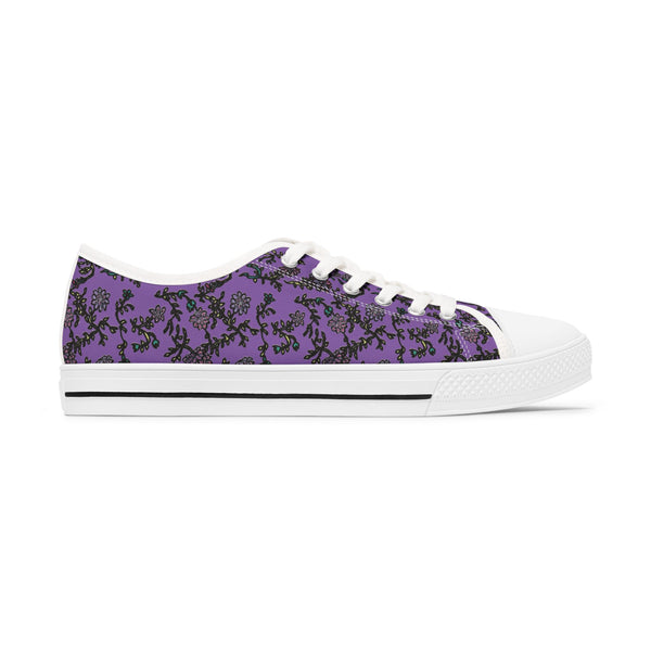 Light Purple Floral Women's Sneakers, Floral Print Best Women's Low Top Canvas Sneakers (US Size: 5.5-12)