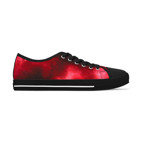 Red Galaxy Space Women's Sneakers, Galaxy Print&nbsp;Women's Low Top Sneakers Tennis Shoes, Canvas Fashion Sneakers With Durable Rubber Outsoles and Shock-Absorbing Layer and Memory Foam Insoles&nbsp;(US Size: 5.5-12)