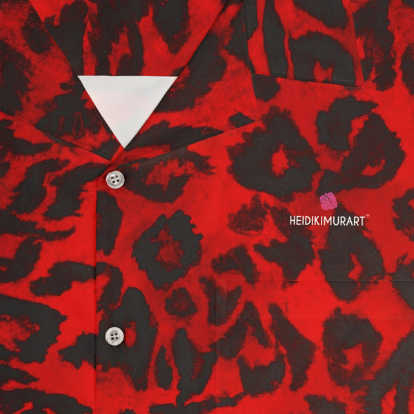 Red Leopard Print Men's Shirt, Best Men's Hawaiian Shirt