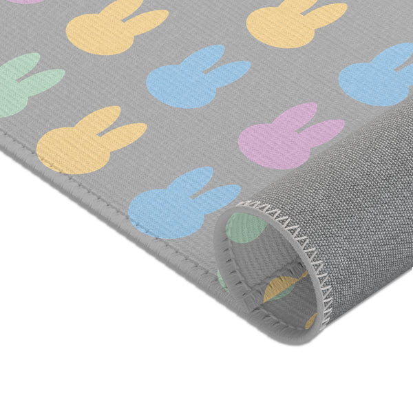 Grey Bunny Rabbit Area Rugs