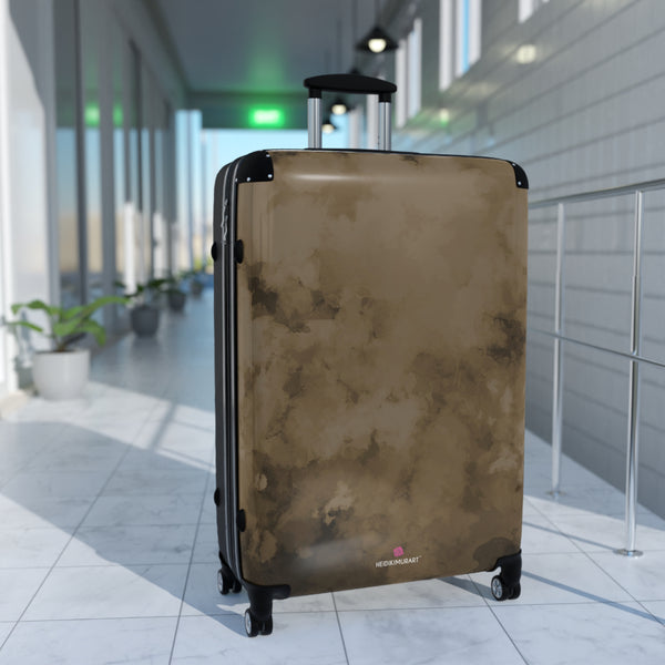 Brown Abstract Print Suitcase, Abstract Designer Suitcases, Travel Bag Suitcases