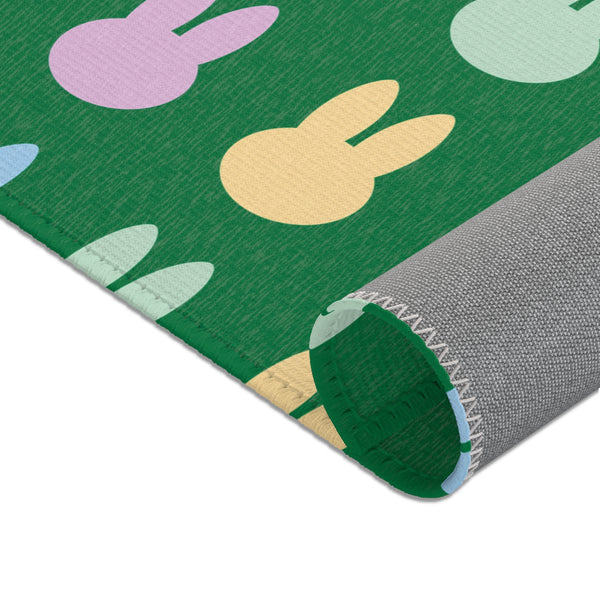 Green Bunny Rabbit Area Rugs