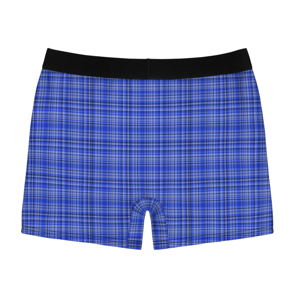 Blue Plaid Boxer Briefs — Men's Comfortable Underwear