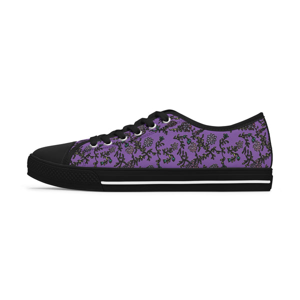 Light Purple Floral Women's Sneakers, Floral Print Best Women's Low Top Canvas Sneakers (US Size: 5.5-12)