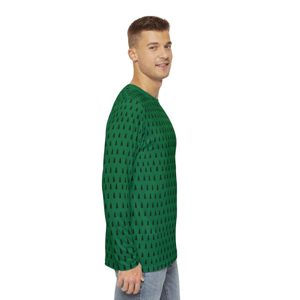 Green Christmas Tree Men's Long Sleeves,  Men's Long Sleeve Shirt (AOP) - Made in USA