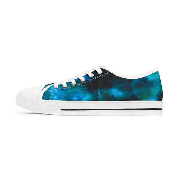 Blue Galaxy Best Women's Sneakers, Best Women's Low Top Canvas Sneakers (US Size: 5.5-12)