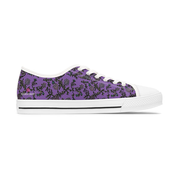 Light Purple Floral Women's Sneakers, Floral Print Best Women's Low Top Canvas Sneakers (US Size: 5.5-12)