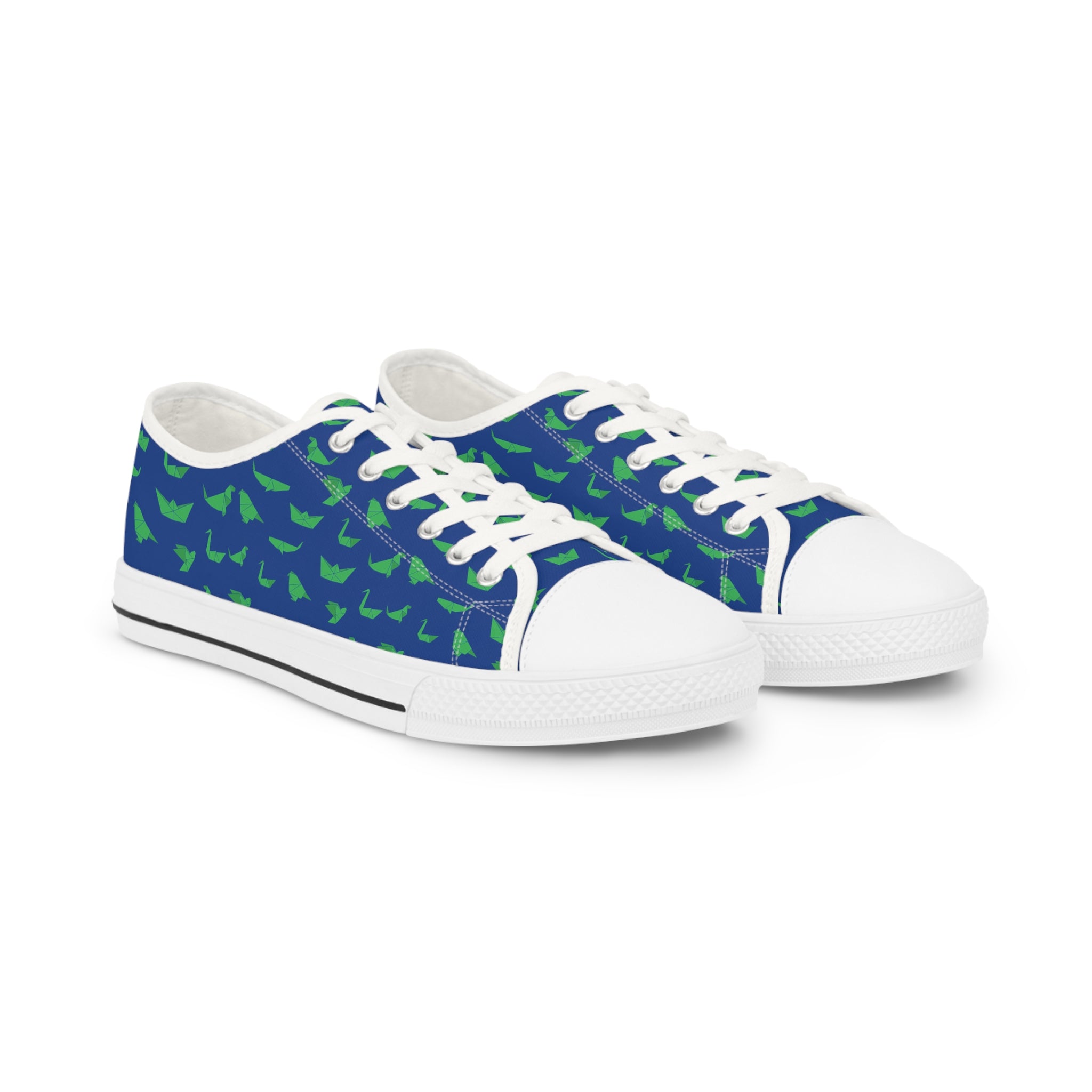 Blue Crane Print Men's Sneakers, Men's Low Top Sneakers