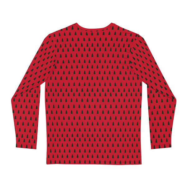 Red Christmas Tree Men's Long Sleeves,  Men's Long Sleeve Shirt (AOP) - Made in USA