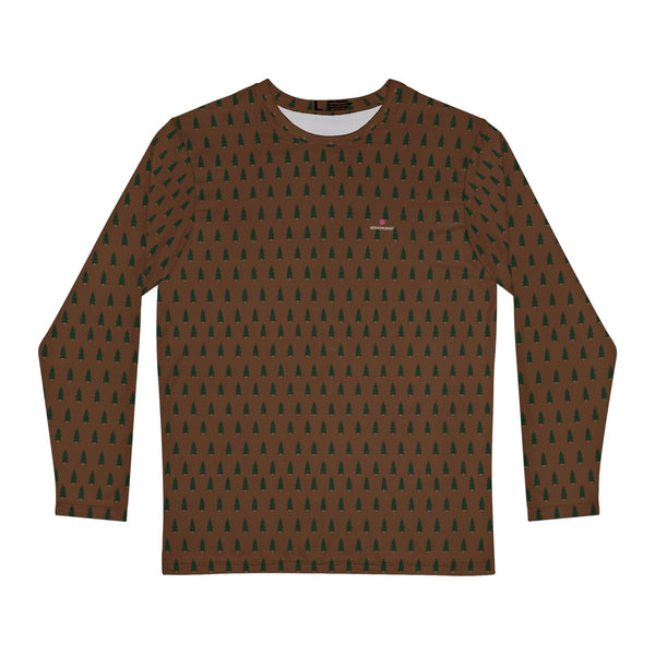 Brown Christmas Tree Men's Long Sleeves, Best Men's Long Sleeve Shirt (AOP) - Made in USA