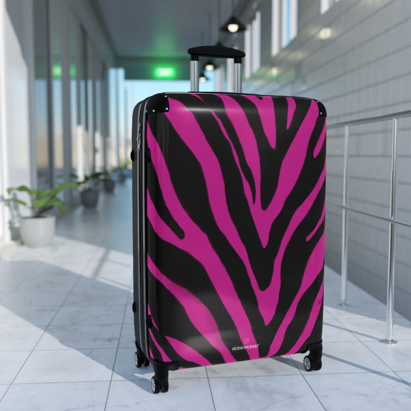 Zebra Print Best Suitcases, Hot Pink and Black Zebra Striped Animal Print Designer Suitcase Luggage (Small, Medium, Large) Unique Cute Spacious Versatile and Lightweight Carry-On or Checked In Suitcase, Best Personal Superior Designer Adult's Travel Bag Custom Luggage - Gift For Him or Her - Printed in&nbsp; Canada