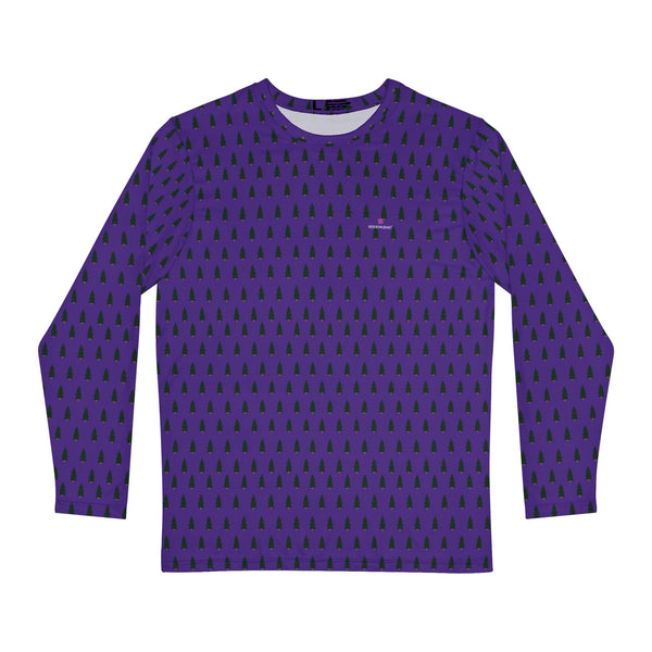 Purple Christmas Tree Men's Long Sleeves, Best Men's Long Sleeve Shirt (AOP) - Made in USA