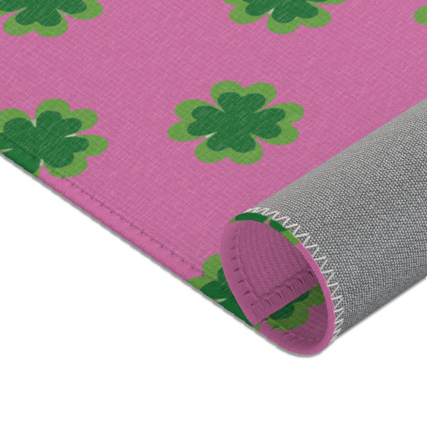 Pink Clover Leaf Area Rugs