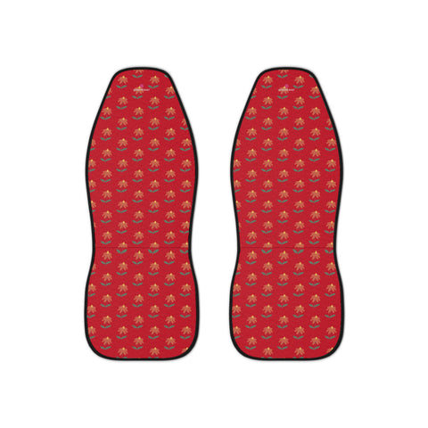 Red Daisies Car Seat Covers, Red Daisies Floral Print 2-Pcs Set (48.03" × 18.50") Polyester Car Seat Covers, Best Car Accessories Essential Premium Quality Best Soft Luxury Car Seat&nbsp;- 2 Pack For Your Car Seat Protection, Car Seat Protectors, Designer Car Seat Accessories, Pair of 2 Front Seat Covers, Custom Seat Covers, Luxury Car Seat Covers, Best Car Seat Covers