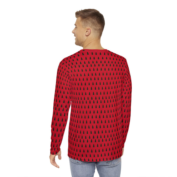 Red Christmas Tree Men's Long Sleeves,  Men's Long Sleeve Shirt (AOP) - Made in USA