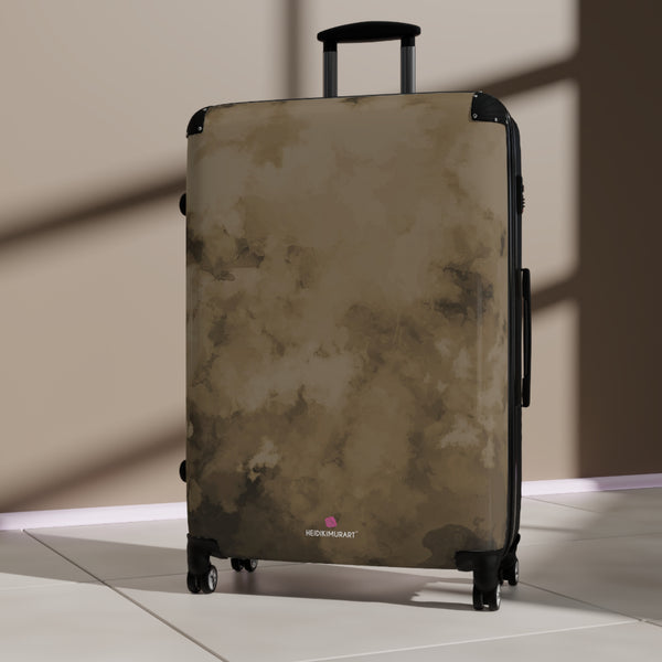 Brown Abstract Print Suitcase, Abstract Designer Suitcases, Travel Bag Suitcases