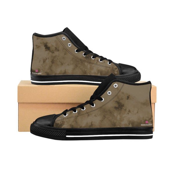 Brown Abstract Men's High Tops, Best Designer Men's Classic Sneakers