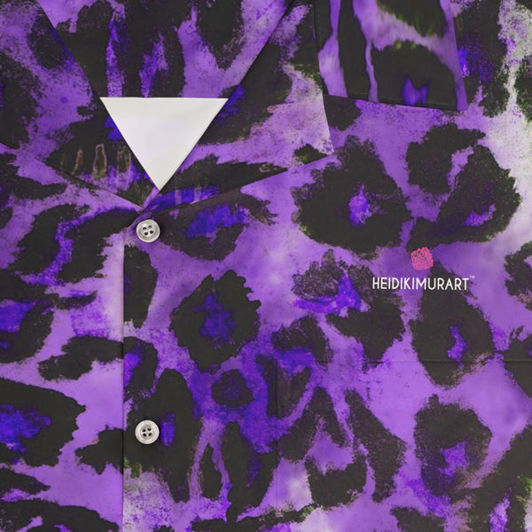 Purple Leopard Print Men's Shirt, Best Men's Hawaiian Shirt
