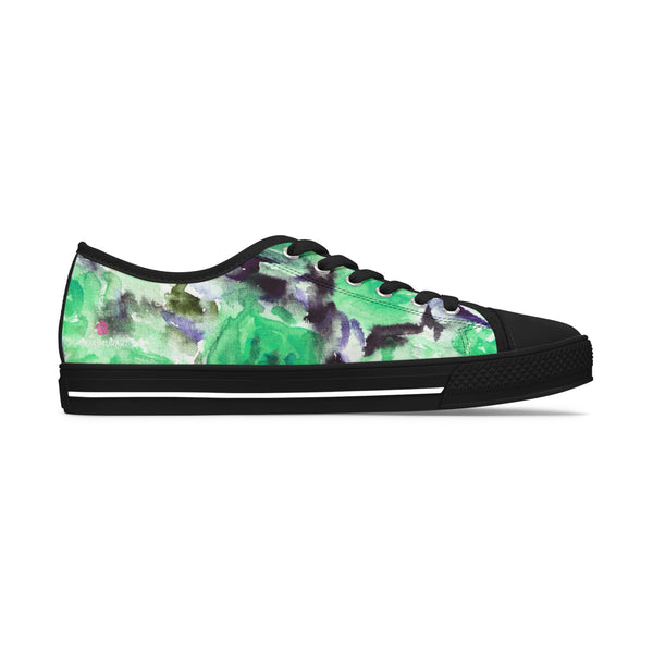 Blue Rose Floral Women's Sneakers, Floral Print Best Women's Low Top Canvas Sneakers (US Size: 5.5-12)