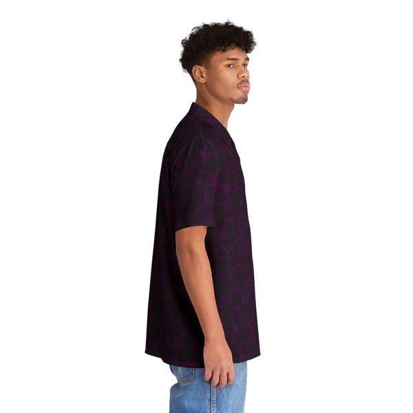 Purple Leopard Men's Shirt, Best  Animal Print  Men's Hawaiian Shirt