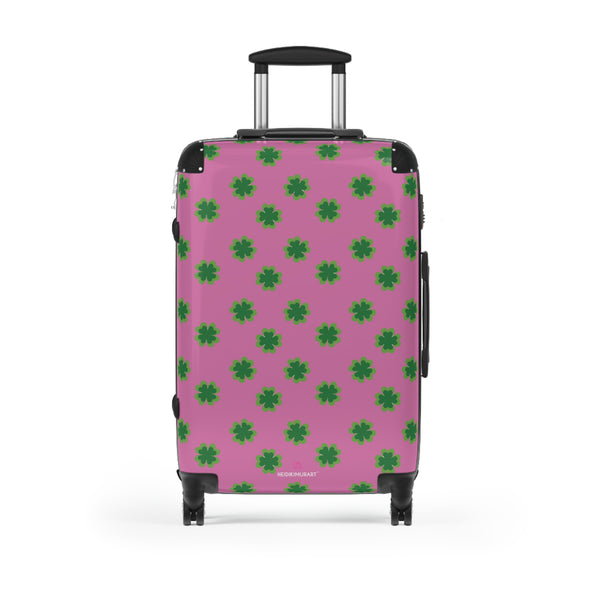 St. Patrick's Day Print Suitcase, Irish Holiday Clover Leaf Print Designer Suitcases,  Travel Bag Suitcases