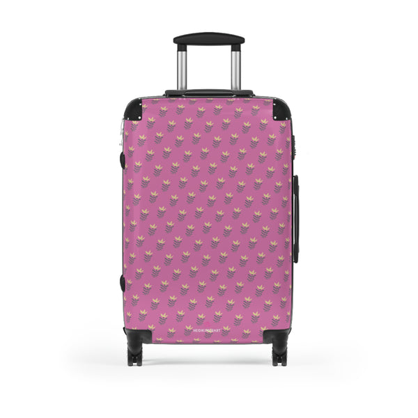 Pink Floral Print Suitcase, Cute Designer Suitcases, Travel Bag Suitcases