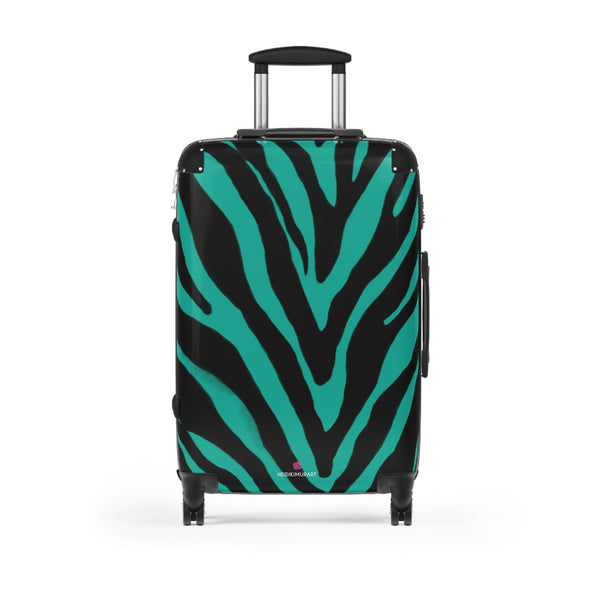 Blue Zebra Print Best Suitcases, Black and Blue Zebra Striped Animal Print Designer Suitcase Luggage (Small, Medium, Large) Unique Cute Spacious Versatile and Lightweight Carry-On or Checked In Suitcase, Best Personal Superior Designer Adult's Travel Bag Custom Luggage - Gift For Him or Her - Printed in&nbsp; Canada