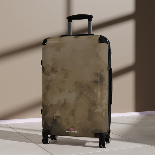 Brown Abstract Print Suitcase, Abstract Designer Suitcases, Travel Bag Suitcases