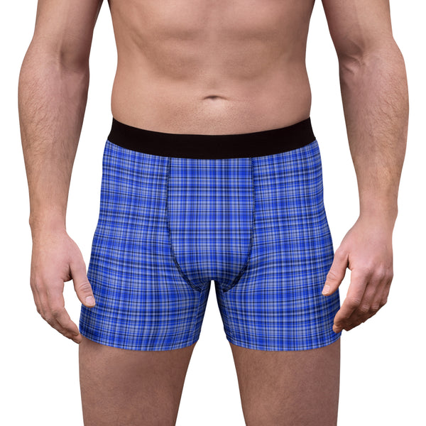 Blue Plaid Boxer Briefs — Men's Comfortable Underwear
