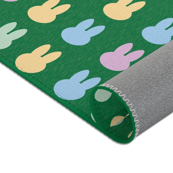 Green Bunny Rabbit Area Rugs