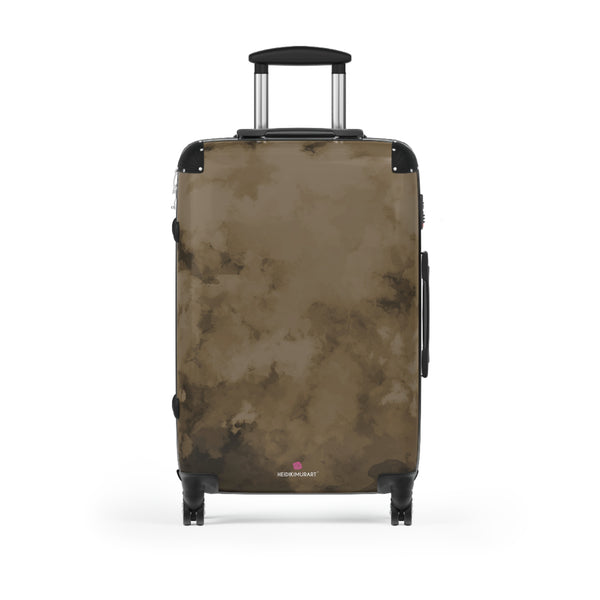 Brown Abstract Print Suitcase, Abstract Designer Suitcases, Travel Bag Suitcases