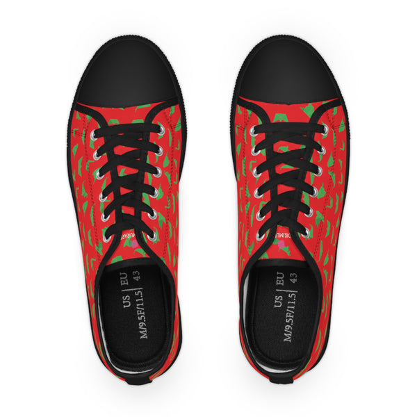 Red Crane Print Men's Sneakers, Men's Low Top Sneakers