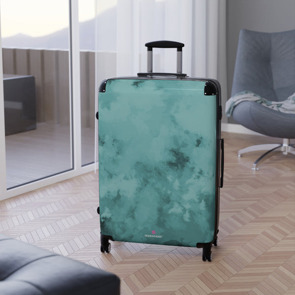 Blue Abstract Print Suitcase, Abstract Designer Suitcases, Travel Bag Suitcases