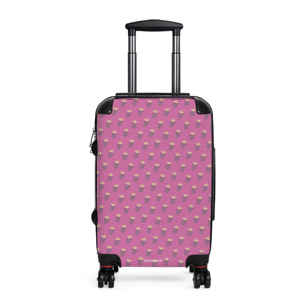 Pink Floral Print Suitcase, Cute Designer Suitcases, Travel Bag Suitcases