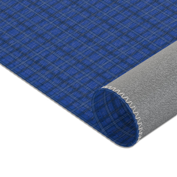 Blue Plaid Print Area Rugs