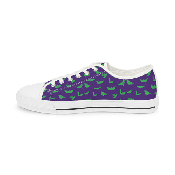 Purple Crane Print Men's Sneakers, Men's Low Top Sneakers