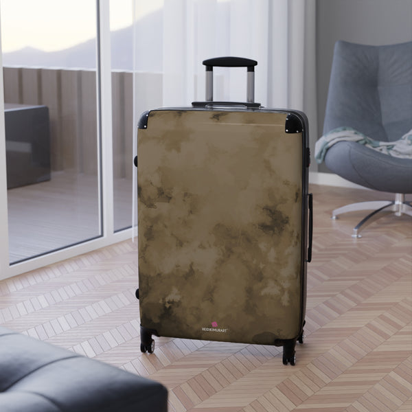 Brown Abstract Print Designer Suitcases,  Travel Bag Suitcases