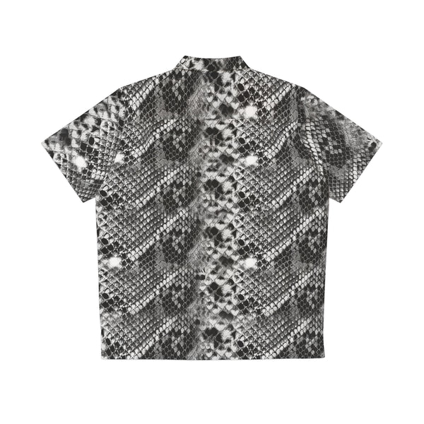 Grey Snake Print Men's Shirt, Best Men's Hawaiian Shirt