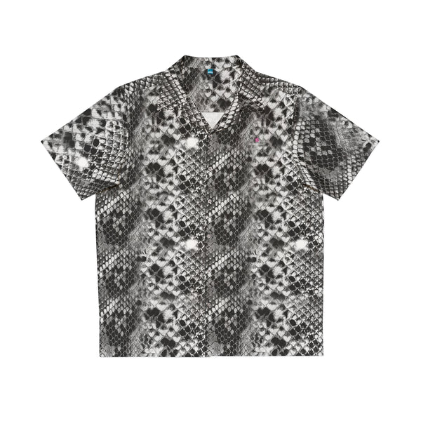 Grey Snake Print Men's Shirt, Best Men's Hawaiian Shirt