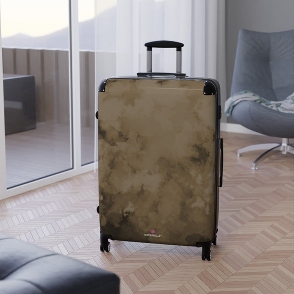 Brown Abstract Print Suitcase, Abstract Designer Suitcases, Travel Bag Suitcases