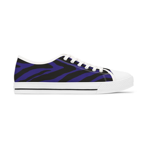 Best Zebra Striped Women's Sneakers, Dark Purple and Black Zebra Striped Animal Print Modern Basic Essential Women's Low Top Sneakers Tennis Shoes, Canvas Fashion Sneakers With Durable Rubber Outsoles and Shock-Absorbing Layer and Memory Foam Insoles&nbsp;(US Size: 5.5-12)