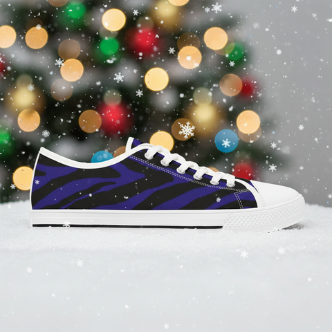 Purple Zebra Striped Women's Sneakers, Zebra Striped Animal Print Women's Low Top Sneakers (US Size: 5.5-12)