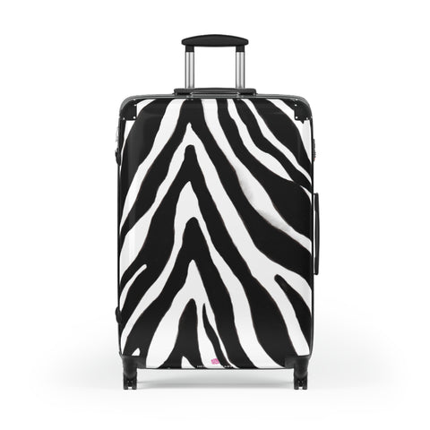 Black Zebra Stripes Print Suitcases, Animal Print Designer Suitcase Luggage (Small, Medium, Large)&nbsp;Unique Cute Spacious Versatile and Lightweight Carry-On or Checked In Suitcase, Best&nbsp;Personal Superior Designer Adult's Travel Bag Custom Luggage - Gift For Him or Her -&nbsp;Printed in USA/ UK