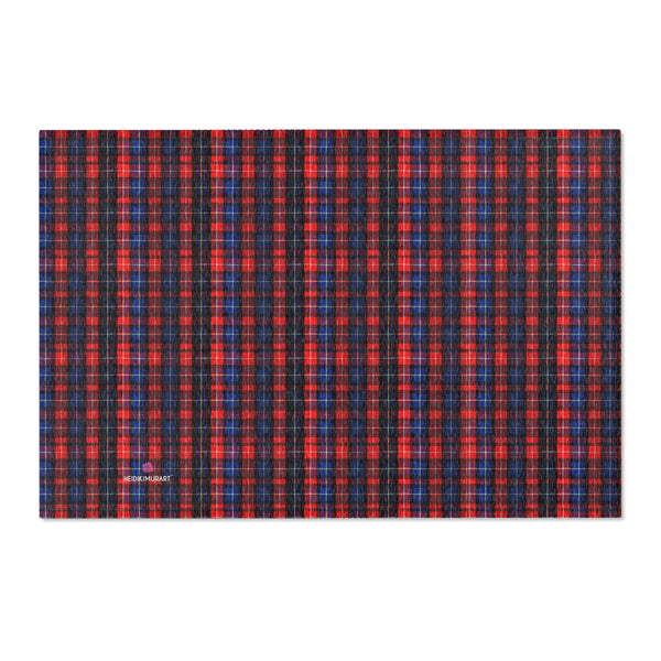 Blue Red Plaid Print Carpet, Classic Print Area Rugs