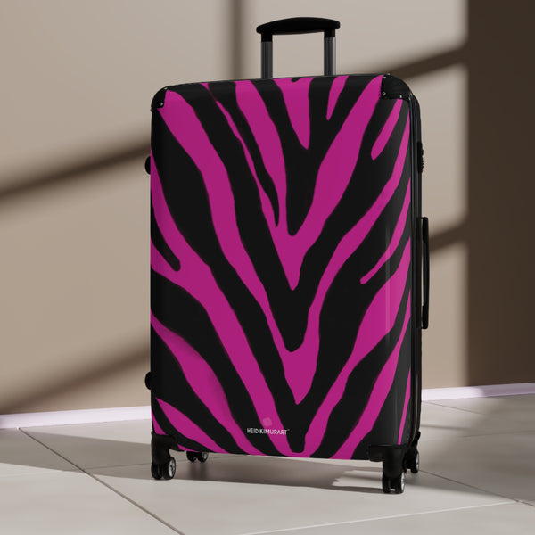 Zebra Print Best Suitcases, Hot Pink and Black Zebra Striped Animal Print Designer Suitcase Luggage (Small, Medium, Large) Unique Cute Spacious Versatile and Lightweight Carry-On or Checked In Suitcase, Best Personal Superior Designer Adult's Travel Bag Custom Luggage - Gift For Him or Her - Printed in&nbsp; Canada