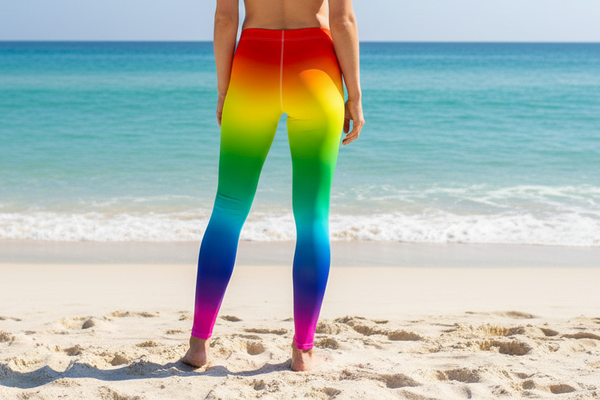 Rainbow Ombre Print Meggings, Best Gay Pride Colorful Best Designer Men's Leggings Pants- Made in USA/ EU/MX